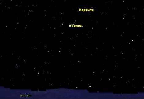Մամուլի հաղորդագրություն, 10.04.2014թ.

Ապրիլի 12-ին տեղի կունենա Վեներայի և Նեպտունի միացումը

Ապրիլի 12-ի տեղի կունենա գրավիչ երկնային երևույթ` մոլորակների միացում, երբ երկու մոլորակ դիտվում է երկնքի մի հատվածում` իրար շատ մոտ: Այս անգամ իրար մոտ կդիտվեն Վեներան և Նեպտունը: Քանի որ Նեպտունը բավականաչափ պայծառ չէ անզեն աչքով երևալու համար, այս երևույթը կարելի է դիտել միայն աստղադիտակներով (հնարավոր է նաև սիրողական աստղադիտակներով): Ցանկալի է միացումը դիտել բարձր վայրերից, օրինակ քաղաքում` բարձր հարկերից: Անհրաժեշտ է վաղ առավոտյան` մինչև արևածագը, դիտել երկնքի արևելյան հատվածը: Մոլորակների միջև անկյունային հեռավորությունը մոտավորապես հավասար է մարդու ճկույթի հաստությանը բազկի հեռավորության վրա: 
Իհարկե, իրականում Վեներան և Նեպտունը հսկայական հեռավորության վրա են միմյանցից: Պարզապես նրանք դիտվում են նույն տեսագծի ուղղությամբ: Իրականում Վեներայի նվազագույն հեռավորությունը Երկրից կարող է լինել 39 միլիոն կմ կամ 0.26 աստղագիտական միավոր (1 ա.մ.` Երկիր-Արեգակ հեռավորությունը, հավասար է մոտ 150 միլիոն կմ), իսկ Նեպտունը միջինում Երկրից հեռու է 4.5 միլիարդ կմ կամ 30 աստղագիտական միավոր: 
Մոլորակների միացումներ կոչվում են երկնքում երկու կամ ավելի մոլորակների իրար մոտ դիտվելը, որպես կանոն` մի քանի աստիճան անկյունային հեռավորության սահմաններում: Երկու մոլորակների միացումներ շատ հաճախ են տեղի ունենում, օրինակ 1 աստիճանի սահմաններում` որպես կանոն տարեկան 5-6 անգամ (իսկ ավելի հեռու միացումներ` շատ ավելի հաճախակի): Առավել հազվագյուտ են 3 մոլորակների միացումները (եռակի միացումներ): 

Հայկական աստղագիտական ընկերություն